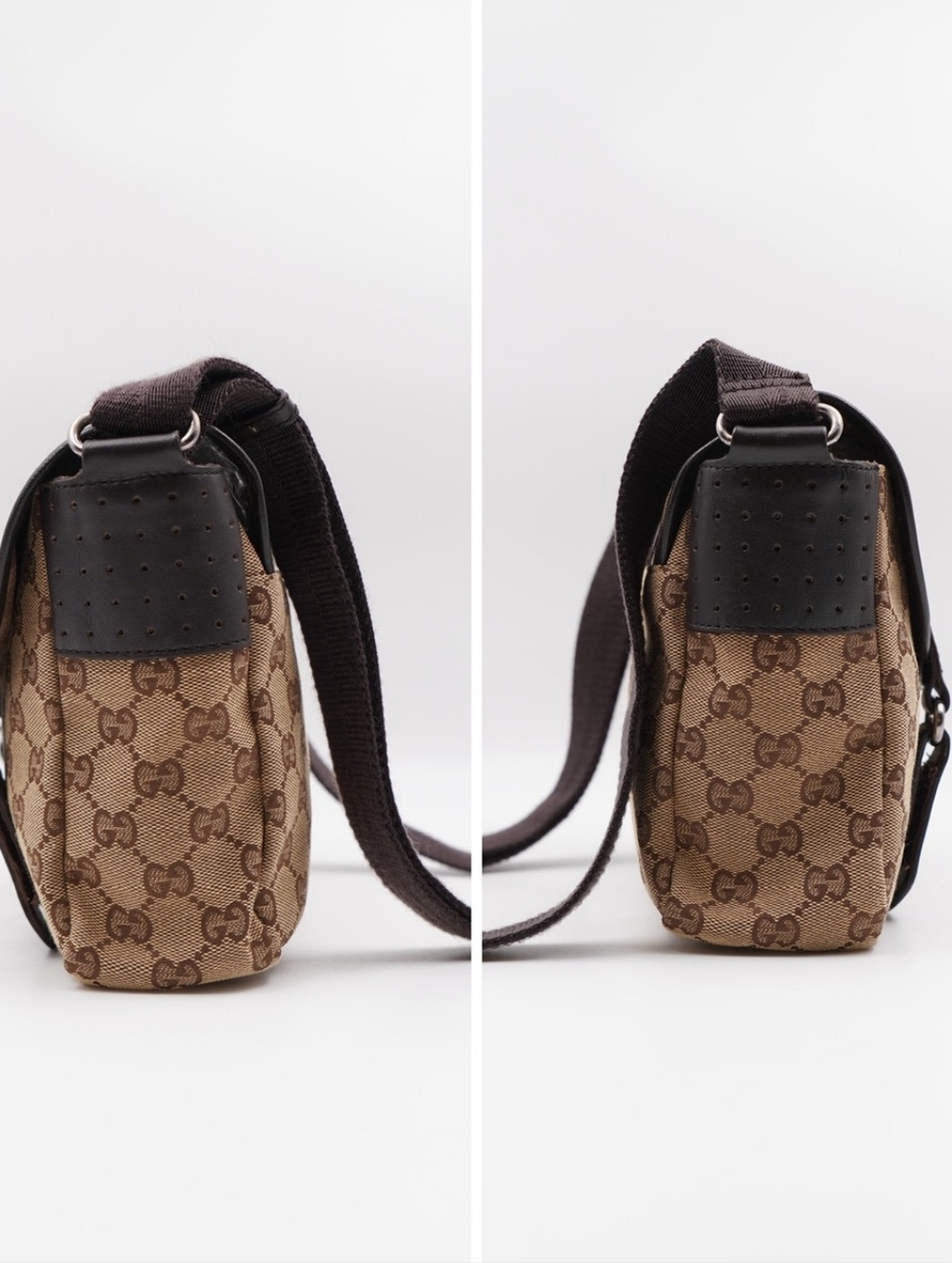CG38 💗 Gucci GG Canvas Leather Monogram Crossbody Messenger Bag - Picture 6 of 11